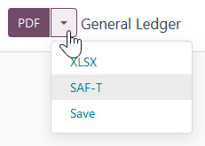 دکمه SAF-T برای صادرات فایل به فرمت XML