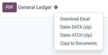 منوی اقدامات دفتر کل با صادرات DATEV
