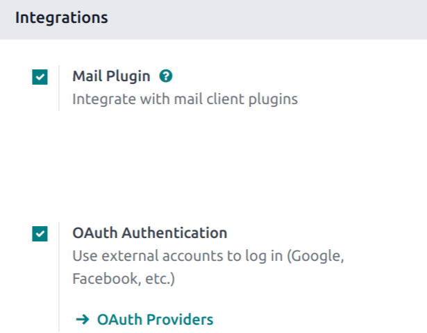تنظیم فعالسازی OAuth در برنامه تنظیمات.
