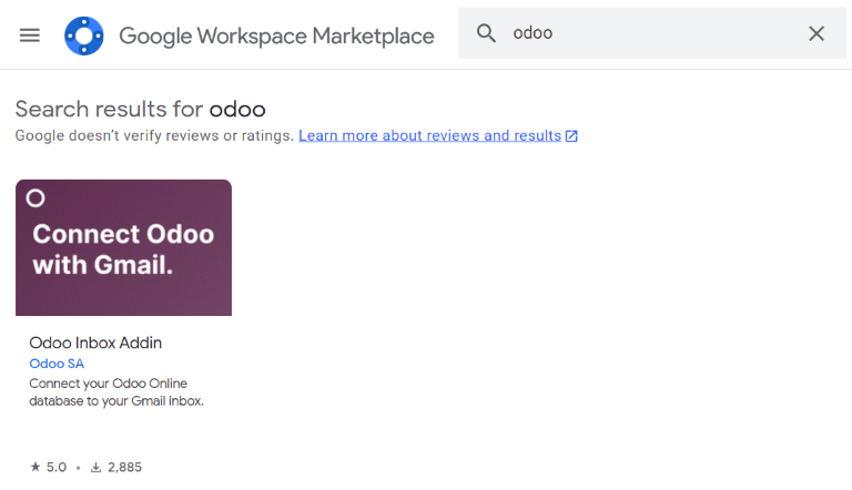 افزونه صندوق ورودی اودو در بازارچه Google Workspace.