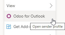 دکمه افزونه Odoo برای Outlook