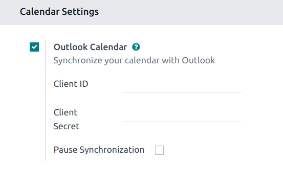تنظیمات "تقویم Outlook" در اودو فعال شد.
