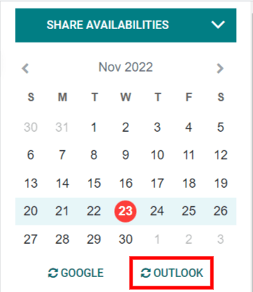 دکمه همگامسازی "Outlook" در تقویم Odoo.