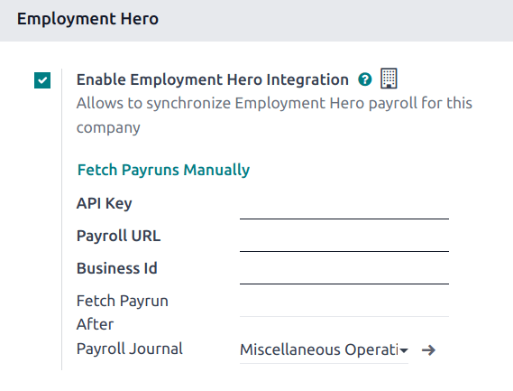 فعال‌سازی یکپارچه‌سازی Employment Hero.