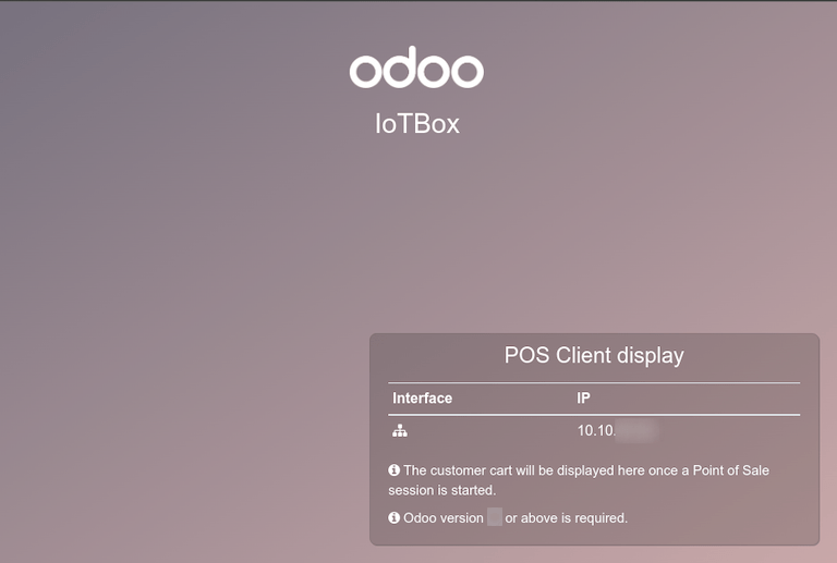 صفحه پیشفرض "نمایشگر مشتری POS" که هنگام اتصال موفقیتآمیز یک نمایشگر به جعبه IoT ظاهر میشود.