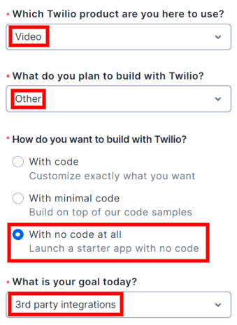 صفحه خوشآمدگویی Twilio.