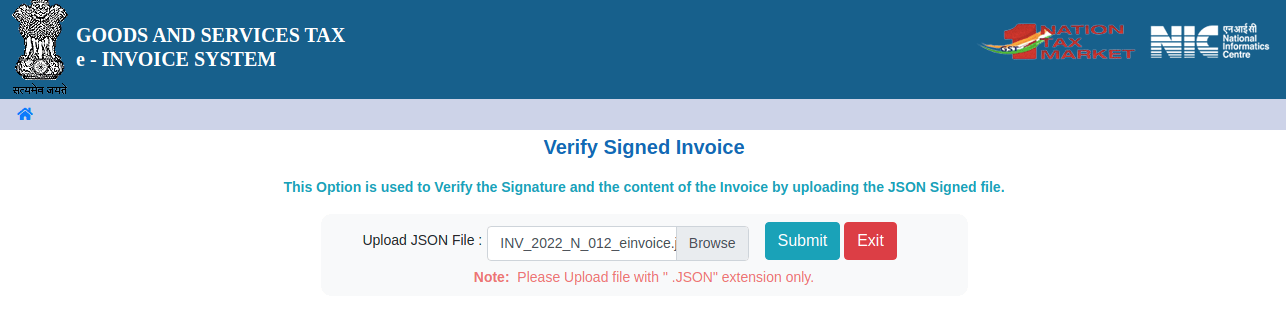 فایل JSON را برای تأیید فاکتور انتخاب کنید