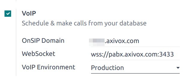 ادغام Axivox به عنوان ارائهدهنده VoIP در پایگاه داده Odoo.
