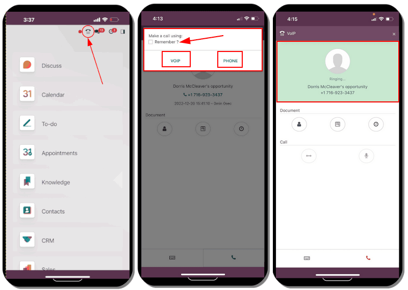 طرح برنامه VoIP در دستگاه تلفن همراه.
