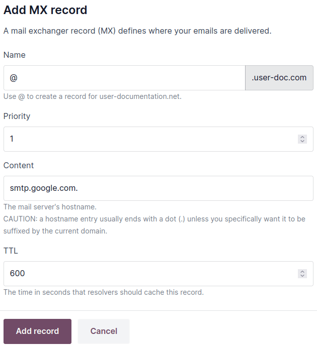 ایجاد رکورد MX برای هدایت ایمیل‌ها به Gmail